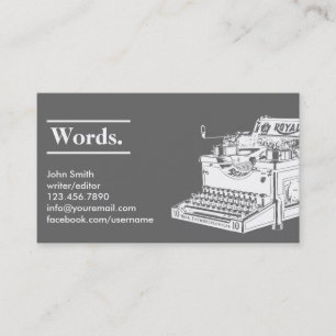 Dark Retro Typewriter Writer/Editor Business Card