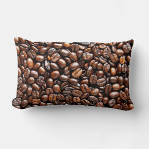 Dark Roasted Coffee Beans Lumbar Pillow