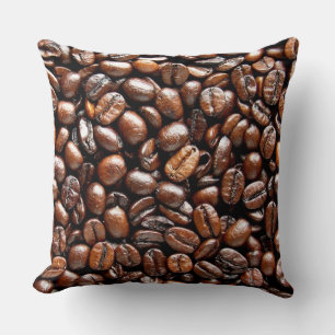 Dark Roasted Coffee Beans Throw Pillow
