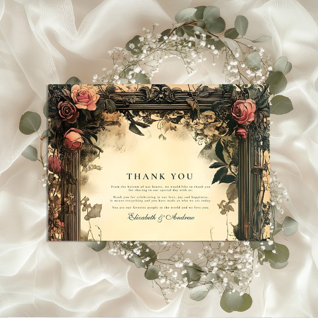 Dark Romance Art Nouveau Wedding Thank You Card (Creator Uploaded)