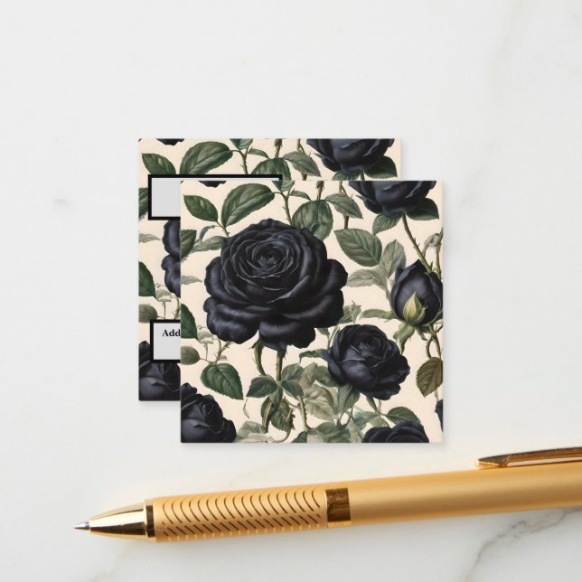 **"Dark Romance: Black Vintage Provincial Roses"** Enclosure Card (Front/Back In Situ)