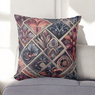 Dark Romance Boho Watercolor Floral Spring Summer Throw Pillow