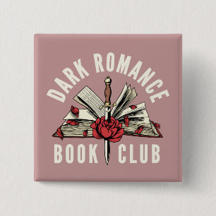 Dark Romance Book Club Red Floral Pink 2 Inch Square Button