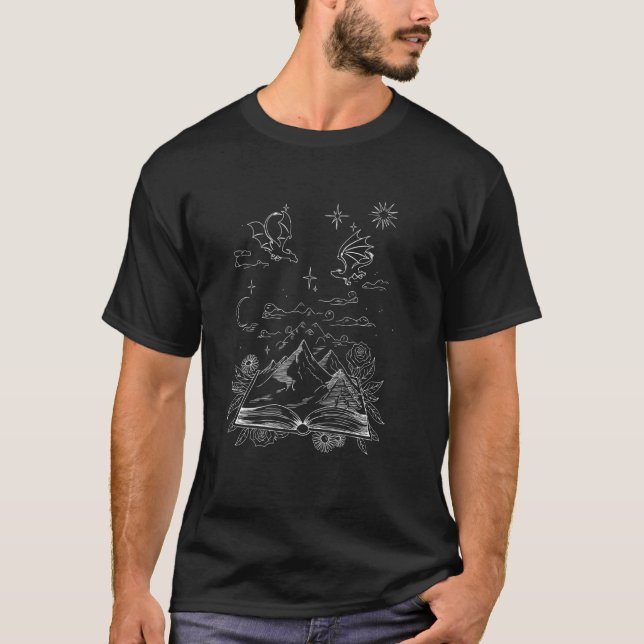 Dark Romance Book Dragon Romantasy Reader Bookworm T-Shirt (Front)