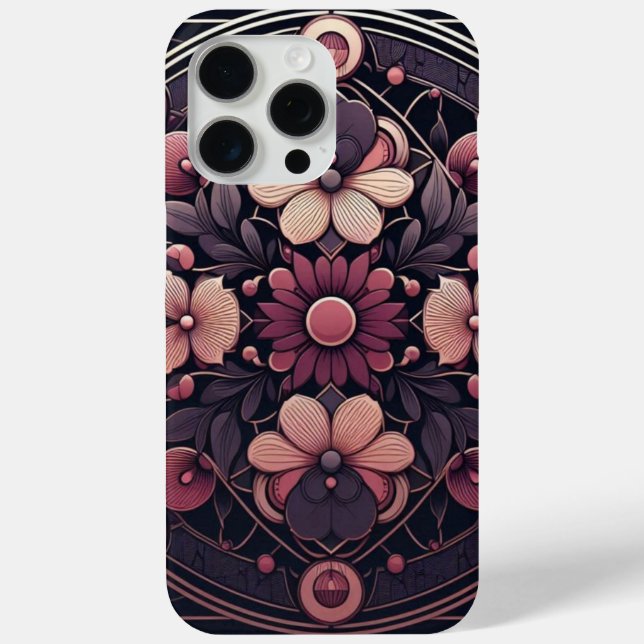 Dark Romance Burgundy Art Deco Floral Summer  Case-Mate iPhone Case (Back)