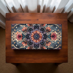 Dark Romance Burgundy Art Deco Floral Summer Desk Mat