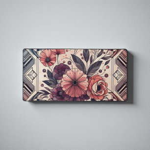 Dark Romance Burgundy Art Deco Floral Summer Desk Mat