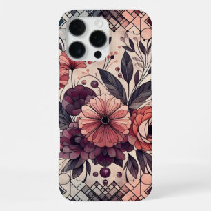 Dark Romance Burgundy Art Deco Floral Summer  iPhone 16 Pro Max Case