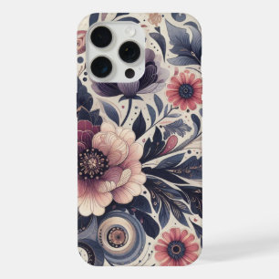 Dark Romance Burgundy Art Deco Floral Summer  iPhone 15 Pro Max Case