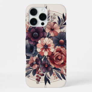 Dark Romance Burgundy Art Deco Floral Summer  iPhone 16 Pro Max Case