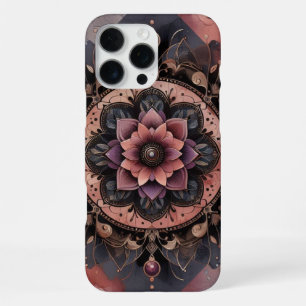 Dark Romance Burgundy Art Deco Floral Summer iPhone 16 Pro Max Case