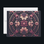 Dark Romance Burgundy Art Deco Floral Summer Postcard<br><div class="desc">Moody burgundy postcard featuring intricate Art Deco floral patterns,  perfect for dark romantic summer correspondence or spring greeting cards.</div>
