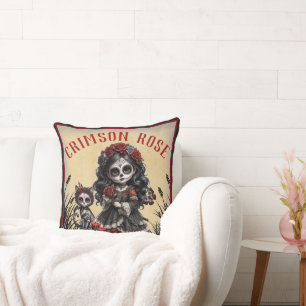 Dark Romance_ Crimson Rose Throw Pillow
