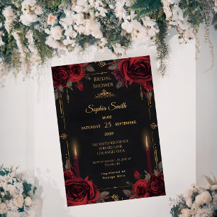 Dark Romance Elegant Gothic Roses Bridal Shower Invitation