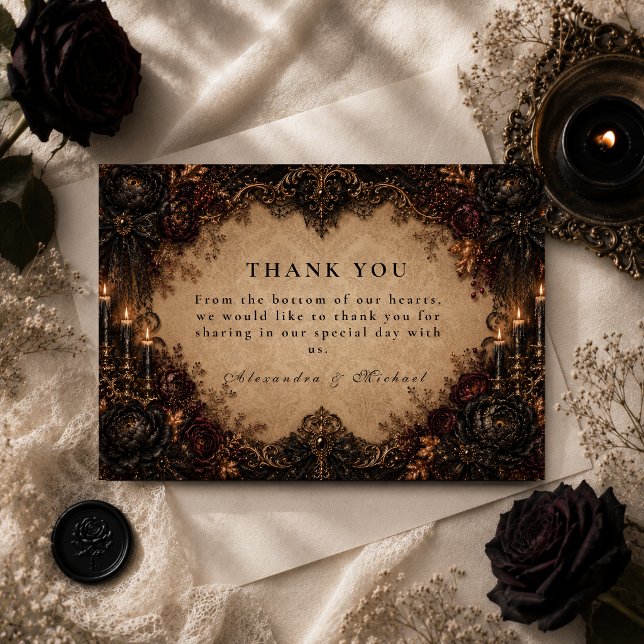 Dark Romance Fall Wedding Thank You Card (Creator Uploaded)