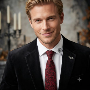 Dark romance gothic damask red tie