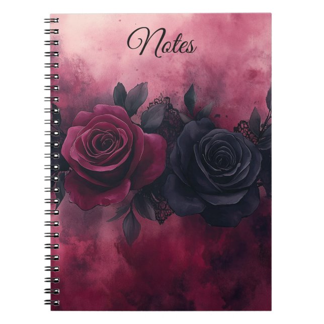 Dark Romance: Gothic Rose and Lace Design Notebook (Front)