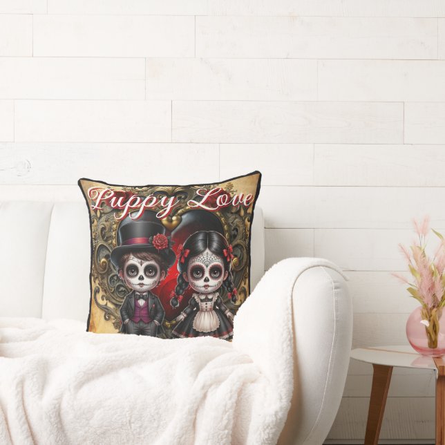 Dark Romance Sugar Skulls Throw Pillow (Couch)