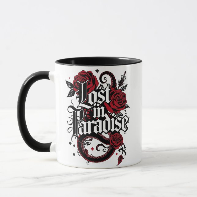 Dark Romance Tattoo Style Quote Mug (Left)