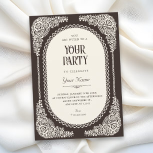 Dark romance victorian lace  invitation