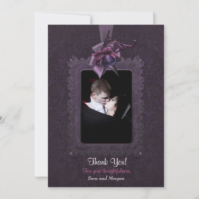 Dark Romance Wedding Thank You Card (Front)