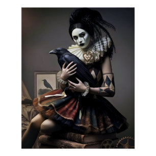 Dark Romantic Crow Motif Poster