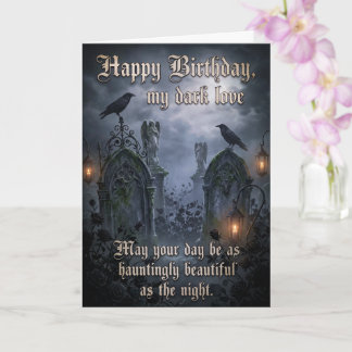 Dark Romantic Eternal Gothic Love Raven Birthday  Card