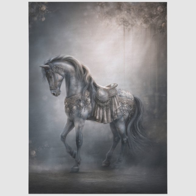 Dark Romantic Fantasy Carousel Horse for Decoupage Tissue Paper (Front)