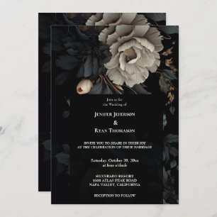 Dark Romantic Floral Gothic wedding invitation