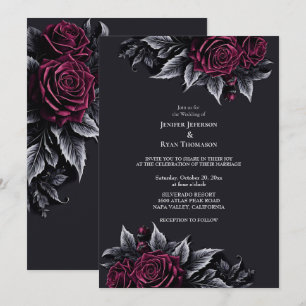 Dark Romantic Floral Gothic wedding invitation