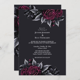 Dark Romantic Floral Gothic wedding invitation