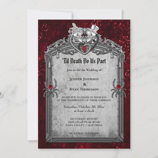 Dark Romantic Floral Gothic wedding invitation (Front)
