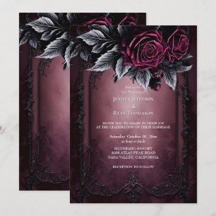 Dark Romantic Floral Gothic wedding invitation