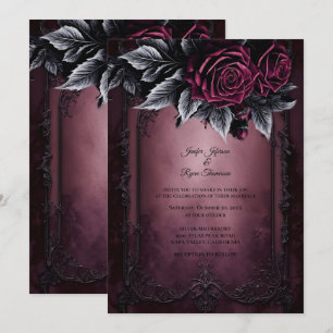 Dark Romantic Floral Gothic wedding invitation