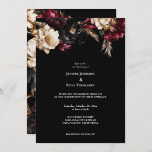 Dark Romantic Floral Gothic wedding invitation