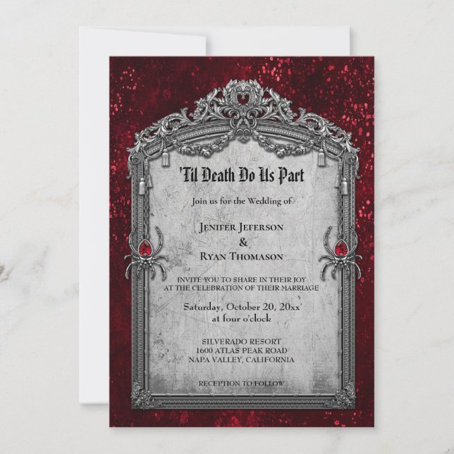 Dark Romantic Floral Gothic wedding invitation (Front)