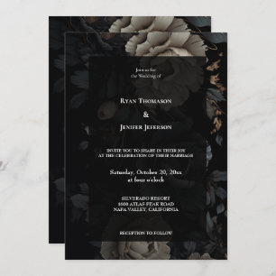 Dark Romantic Floral Gothic wedding invitation