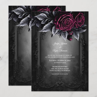 Dark Romantic Floral Gothic wedding invitation