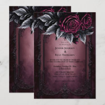 Dark Romantic Floral Gothic wedding invitation
