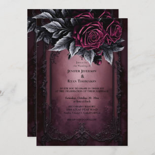 Dark Romantic Floral Gothic wedding invitation