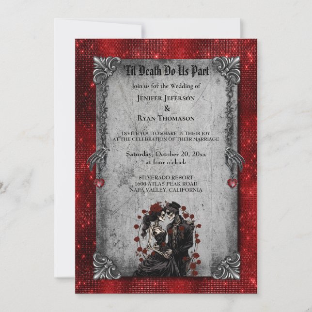 Dark Romantic Floral Gothic wedding invitation (Front)