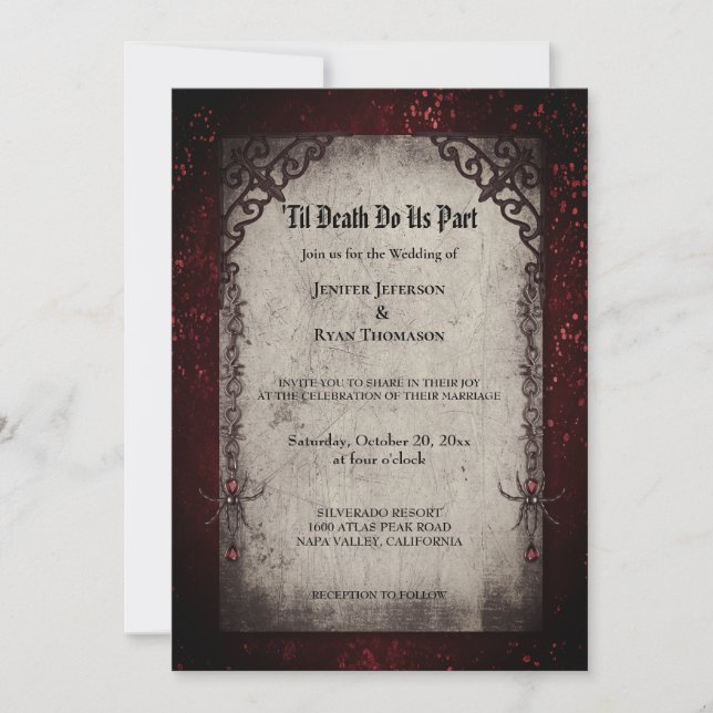 Dark Romantic Floral Gothic wedding invitation (Front)