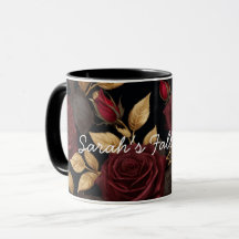 Dark Romantic Floral Personalized Coffee Mug Fall