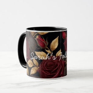 Dark Romantic Floral Personalized Coffee Mug Fall 