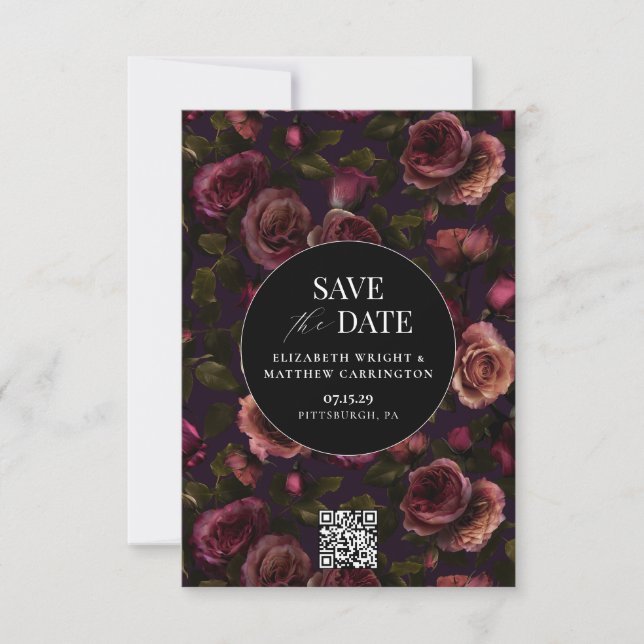Dark Romantic Floral Photo Enregistrer La Carte Da (Devant)