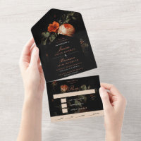 Dark Romantic Floral Roses Dutch Master Wedding