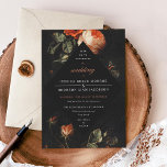 Dark Romantic Floral Roses Dutch Master Wedding Invitation<br><div class="desc">Background painting reproduction by Dutch Master,  Elias van den Broeck.  Customize the diamond colour or change the background image as desired. All of the text is editable. Backer element with names is optional.</div>