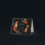 Dark Romantic Floral Roses Dutch Master Wedding Thank You Card<br><div class="desc">Customize the text and move or scale the shape and florals as desired. Shape scale and colour are editable. photo on back is optional</div>