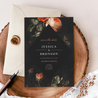 Dark Romantic Floral Roses Dutch Save the Date