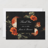 Dark Romantic Floral Roses Dutch Wedding Thank You